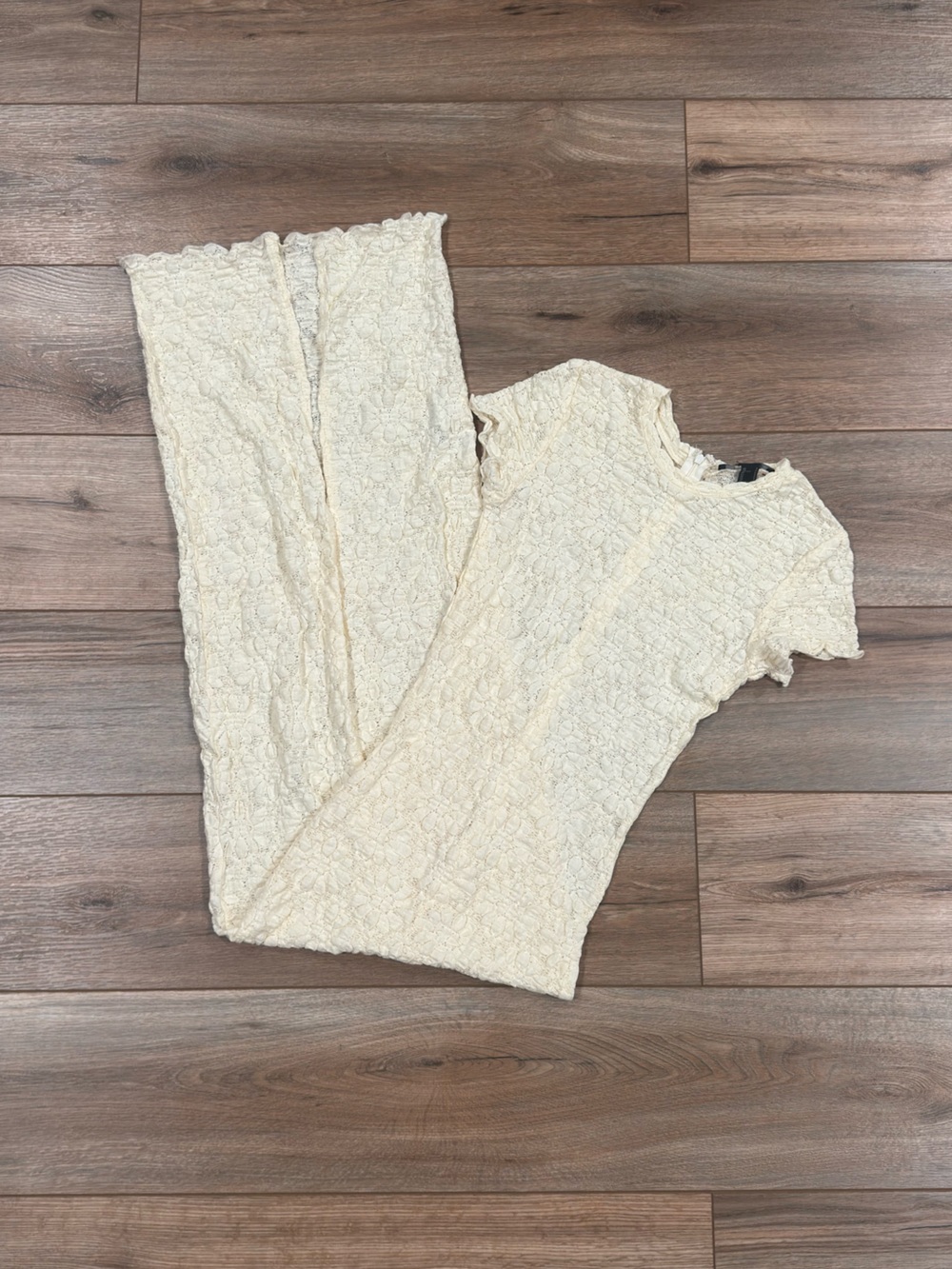 FOREVER 21 Vintage Western Cream Full Lace Bodycon Maxi Dress | Size Small